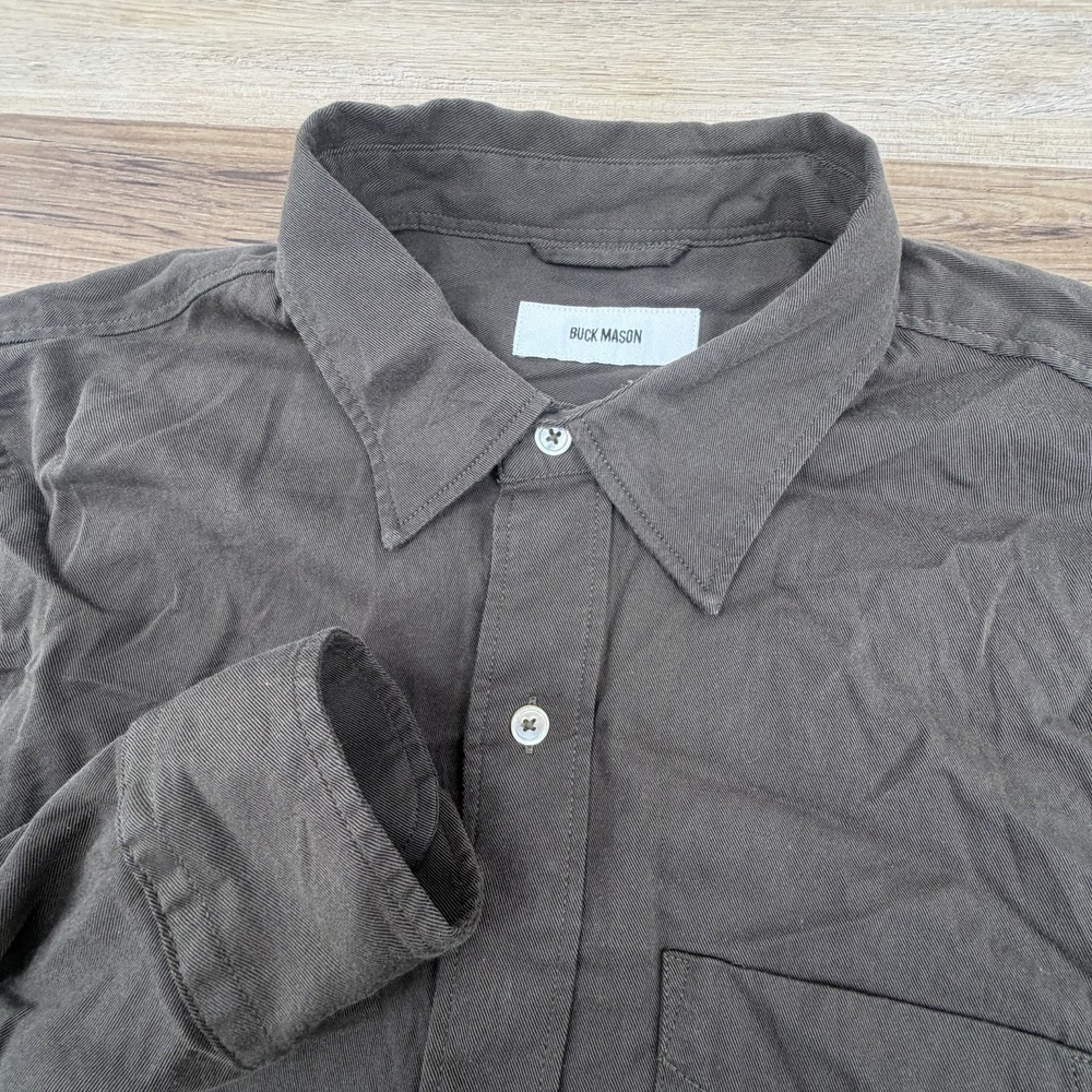Buck Mason Large 100% Cotton Button Up Brown Soft Flannel Shirt